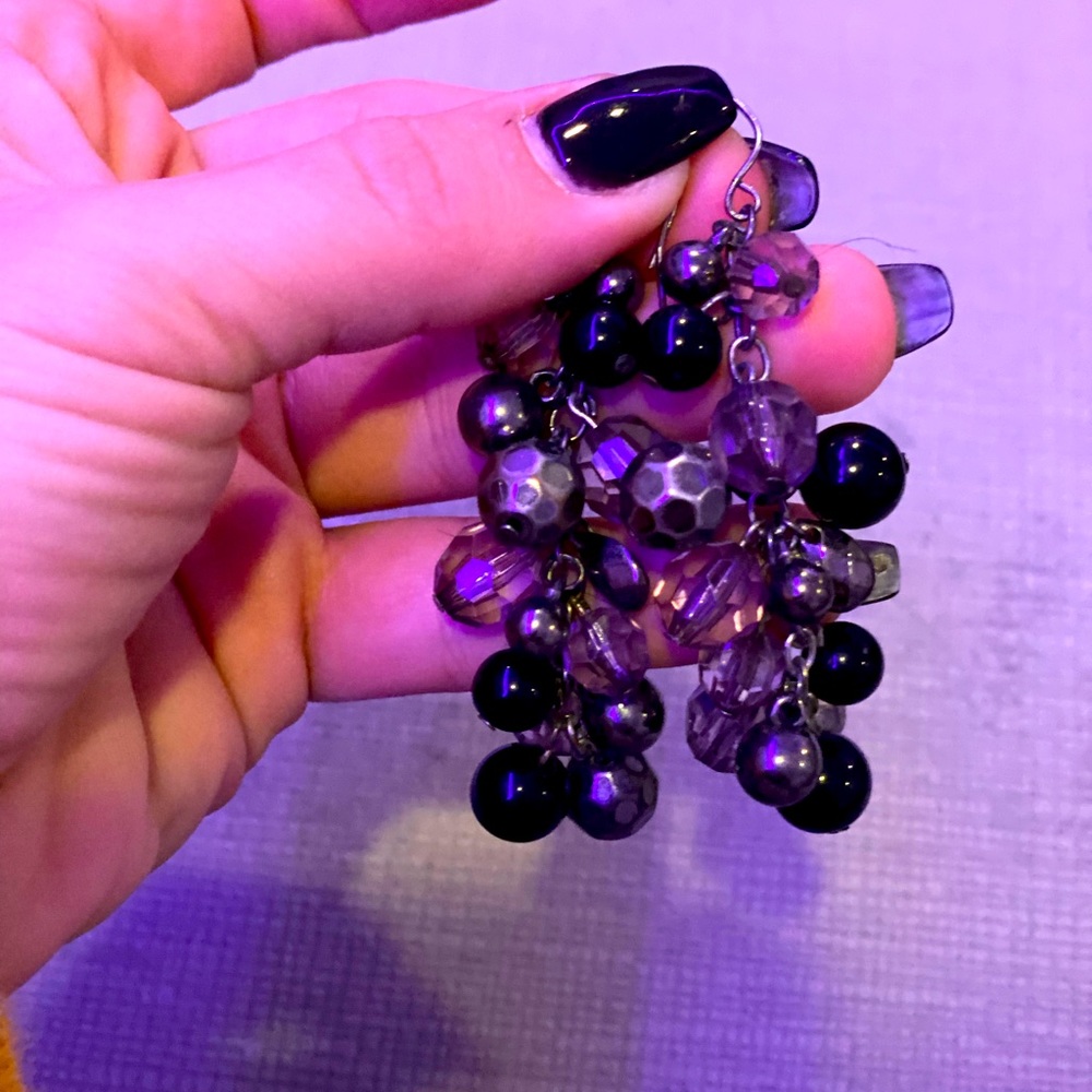 Black beaded dangly earrings